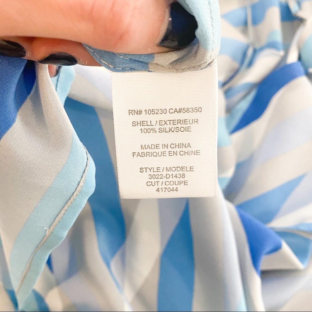 Joie | Blue & Gray Silk Ruffle Dress - Picture 5 of 5